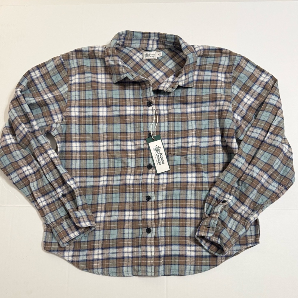 Alpine Design Plaid Flannel Shirt - Blue, Brown, White